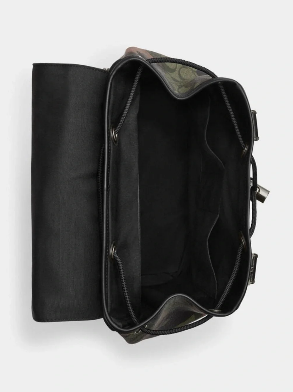 Coach Camouflage Canvas Backpack with Black Leather Trim